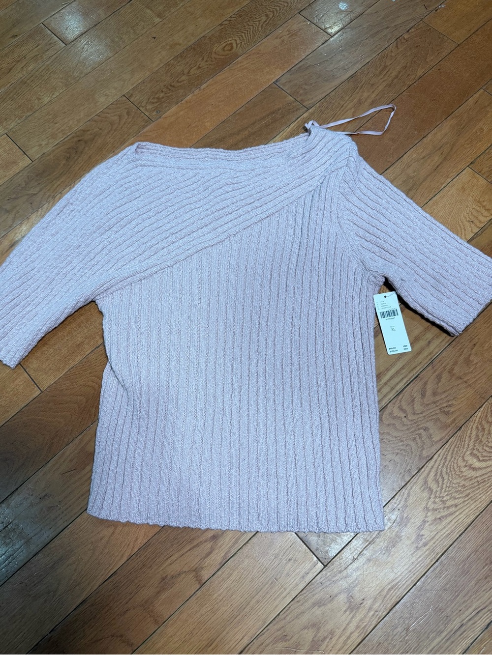 Maeve Blush Pink Off-the-Shoulder Ribbed Sweater size xl